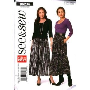 See & Sew B6234 Butterick Misses Lined Skirt Sewing Pattern XS CUT Pockets Easy